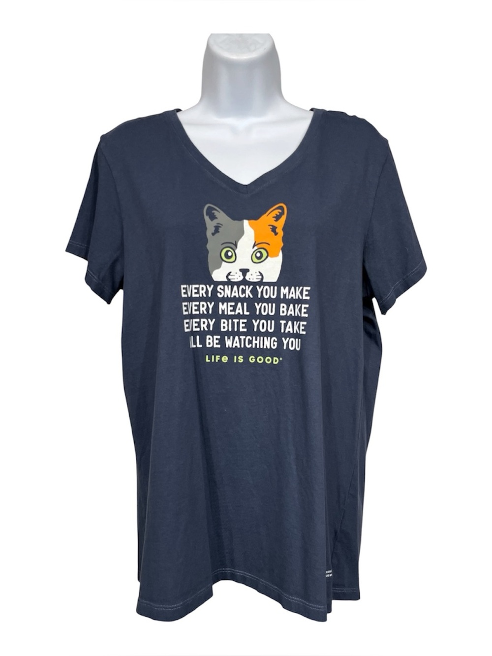 Life Is Good v-neck tee size large